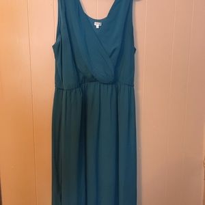 Kismet XL floor length teal blue-green dress.